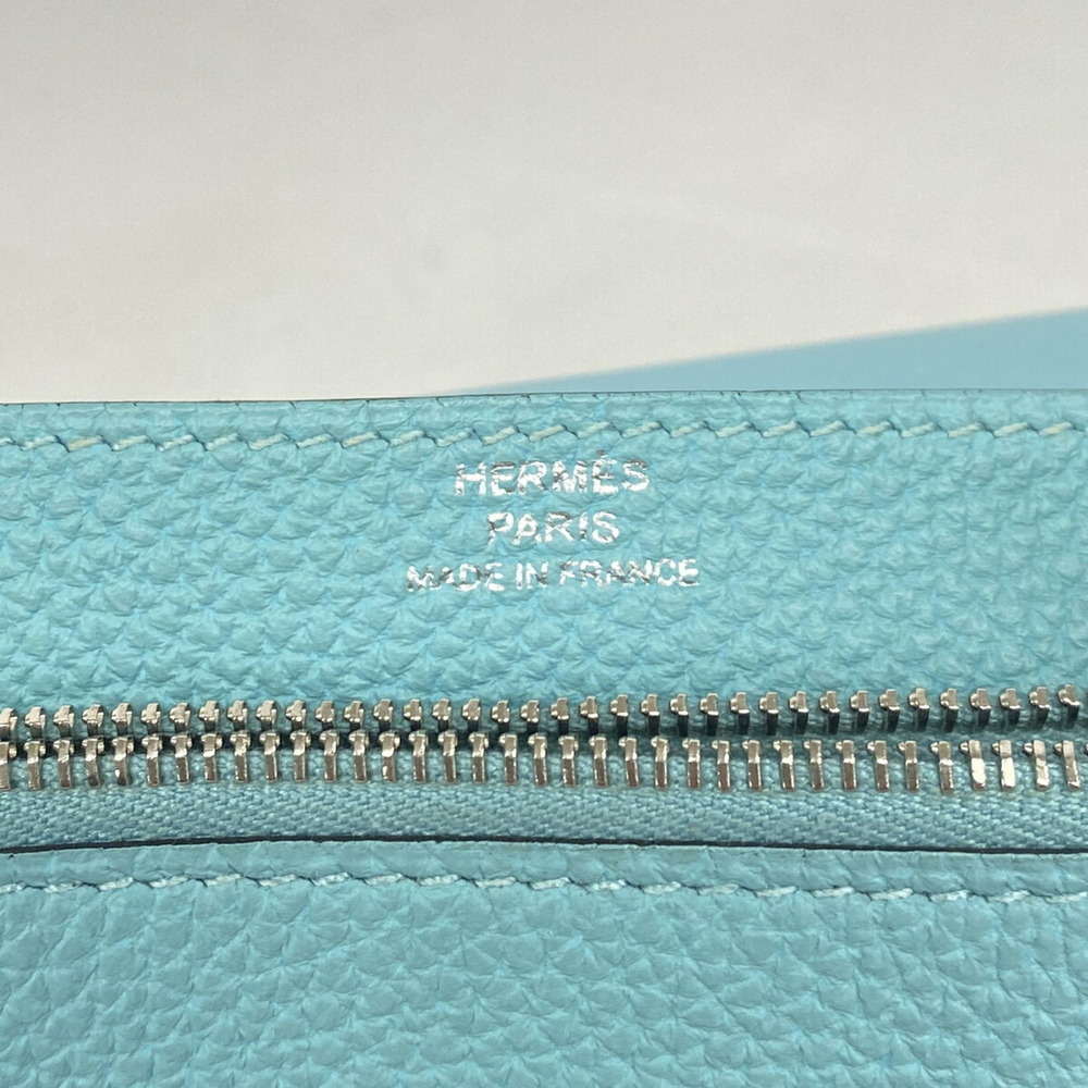Hermes Dogon Compact Togo Leather Wallet/Coin Case, Blue Saint-Cyr, X Stamp, ... - Picture 4 of 8